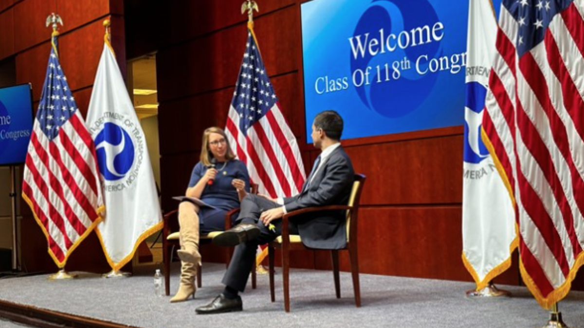 Rep. Scholten speaks with Sec. Buttigieg