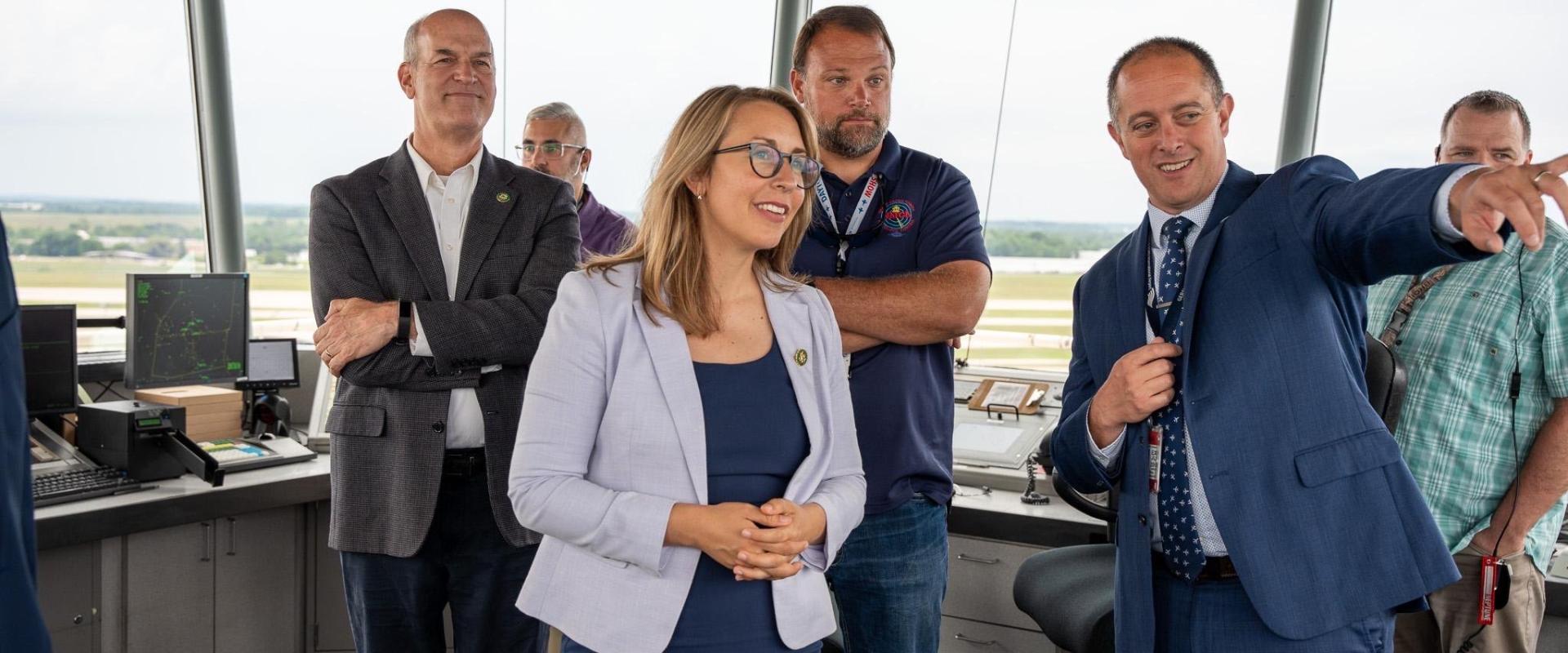 Rep. Scholten at the GRR air traffic control tower